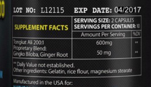 TestoMax 200 Ingredients Supplement Facts
