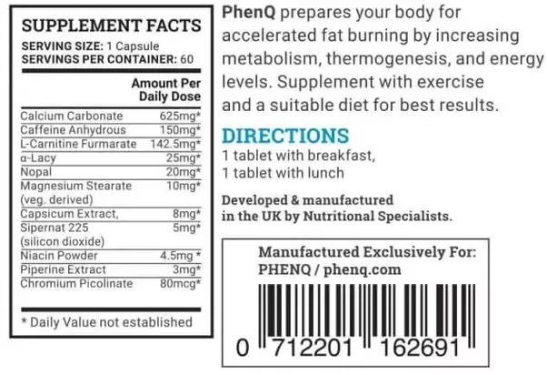 PhenQ label information
